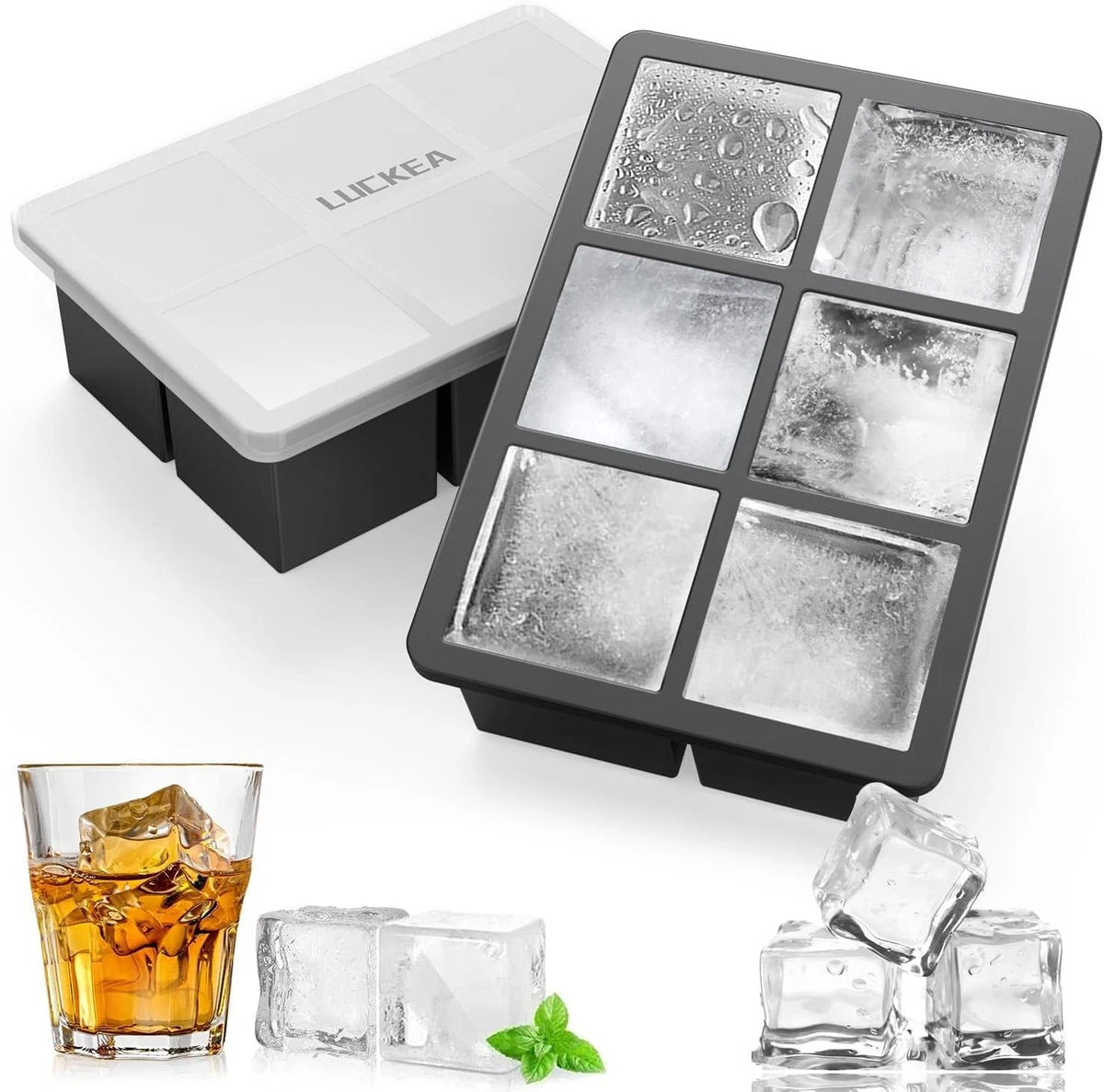 4 Pezzi Stampo Cubetti Ghiaccio con Coperchio, Cubetti Ghiaccio Riutilizzabili, Rotondo Stampo Ghiaccio Silicone, BPA Free, per DIY, Succo,Bevande Ghiacciate, Cocktail, Whisky, Tè, Caffè(Blu e Rosa