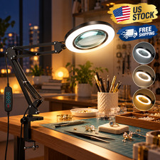 10X LED Magnifying Glass Desk Lamp with Clamp for Crafts Jewelry Sewing Reading