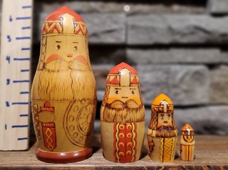 Vintage Traditional Warrior Russian Nesting Doll Set Of 4