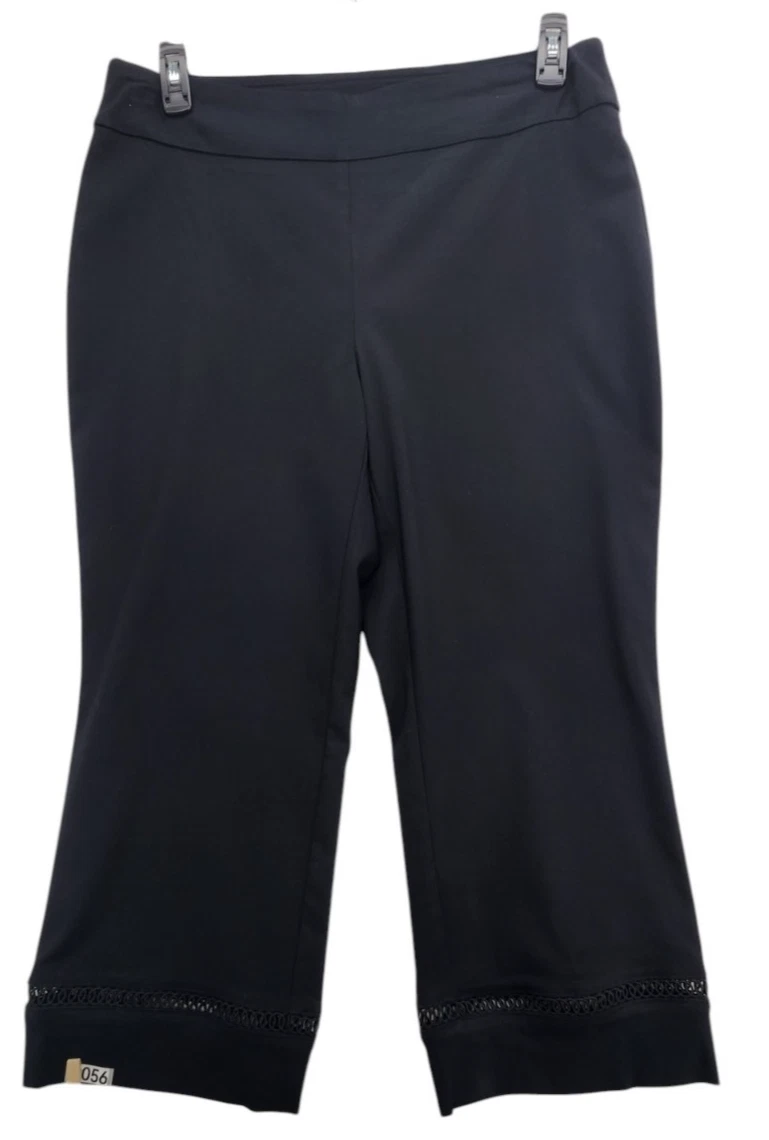 Womans JM Collections Pullon Capri Pants 1X Black Embroidered Detail P056