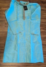 Men's Tathastu Kurta Pajama, Green With Gold Embroidery, Sz. 44, New With Tags