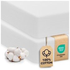 2-Pack Cotton Jersey Crib Sheets   Soft Fitted Sheets for Boys and Girls Mini...