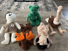 Beanie Baby Lot 5 -Mostly Errors - Pugsly, Chocolate, Stretch, Erin, Tour Bear