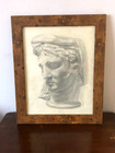 Large framed drawing of a Greek/Roman statue bust by artist Dennis Williams 1932