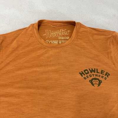 Howler Bros Long Sleeve Shirt Men s Large HB Tech Sun Protection UPF 50+ Orange