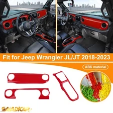 Red Center Dashboard Cover Gear Cup Holder Trim For Jeep Wrangler JL JT 2018+