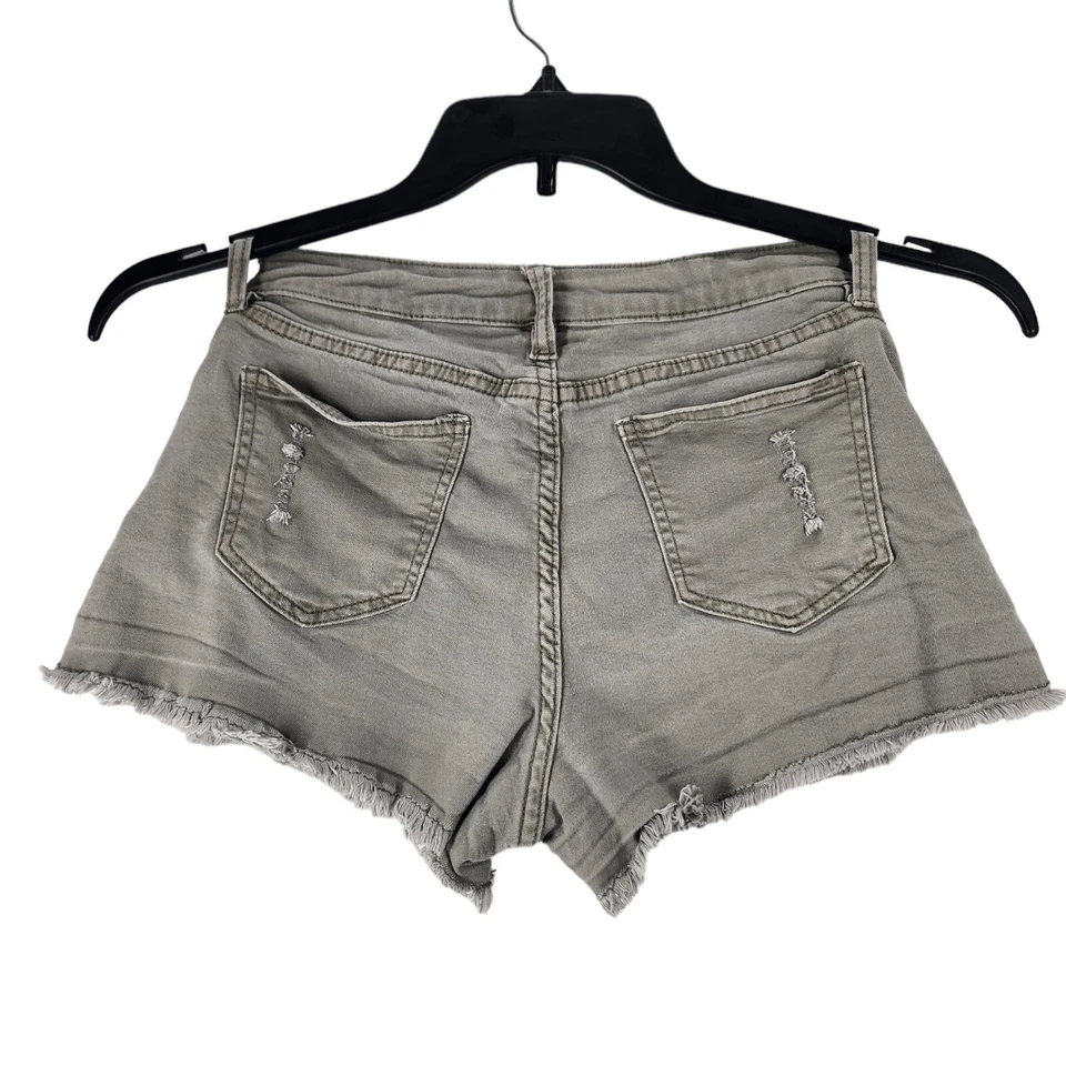 Angel Kiss Army Green Button Up Distressed Shorts Juniors size 5 Inseam 2" - Image 2 of 4