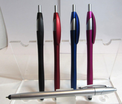 LOT OF 5 Slim Click '' Feather'' Metal BALLPOINT PENS W/Conductive Tip-LIGHTWEIGHT