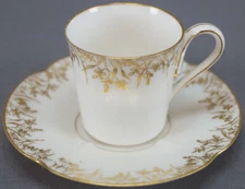 Antique T&V Limoges Gold Gilt Berries Demitasse Cup & Saucer Circa 1892 - 1907
