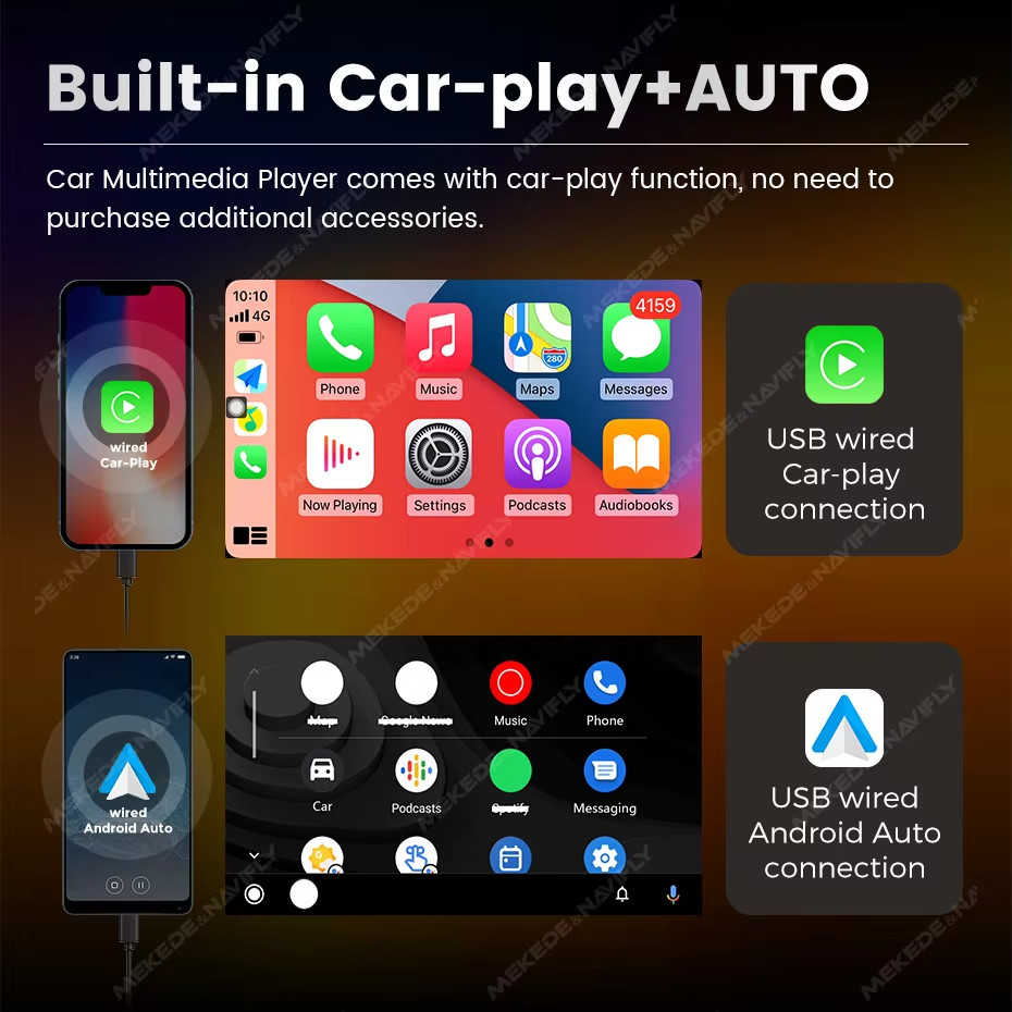 Autoradio 1 Din 7" Touch HD Stereo BT FM Careplay Auto, Lettore Multimediale - Miniatura 2
