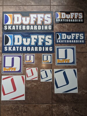 1990's Vintage Duffs Skateboarding Sticker Lot of 12 Orig Stickers Asst Sizes
