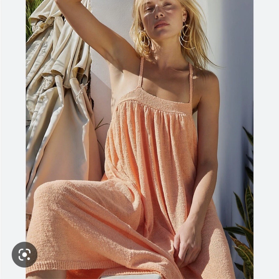 Free People Beach Under The Stars Sweater Midi Dress Size S Peach