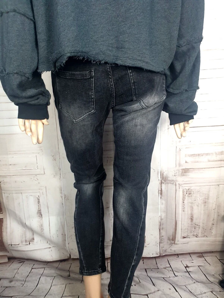 💋Sexy Woman coole Jeans Baggy Boyfriend grau mit Sternen Flicken Risse Gr.S - Bild 4 von 4