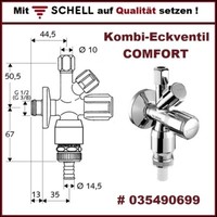 "Schell Kombi-Eckventil Comfort 1/2\" Selbstdichtend RohrbelüFter Rb Rv 035490699"