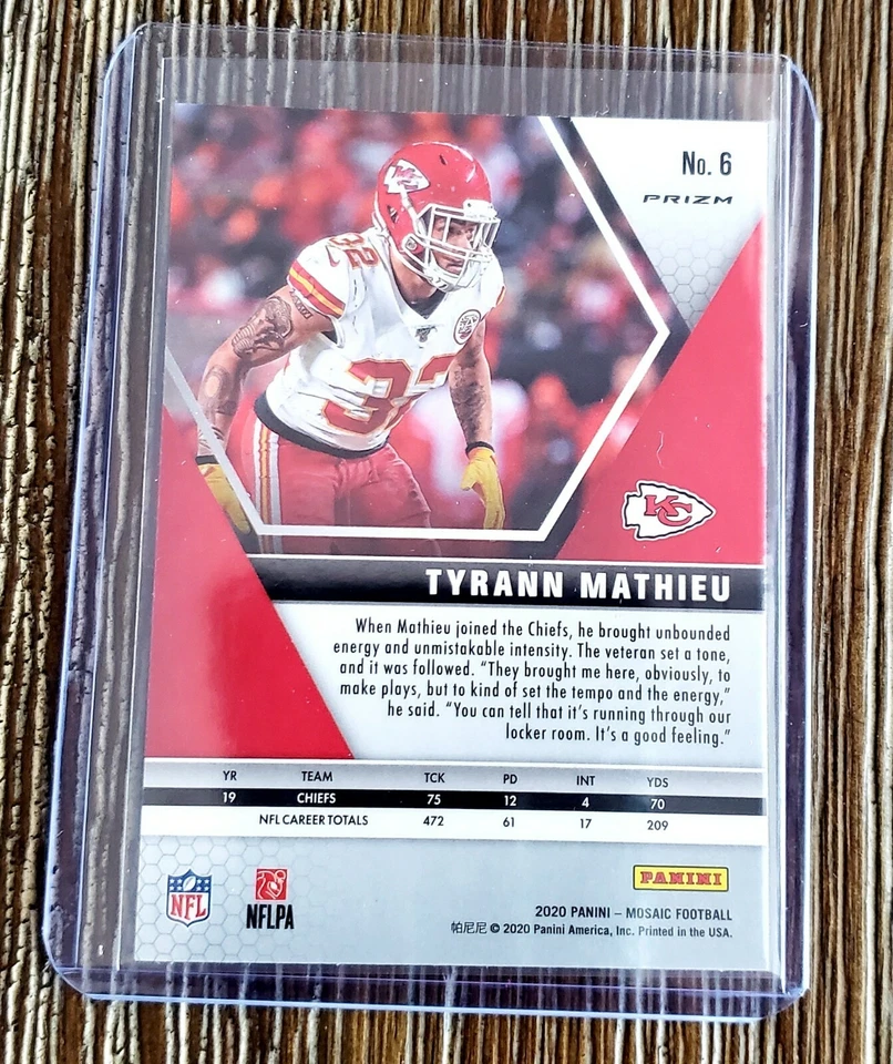 Tyrann Mathieu 2020 Mosaic Panini Green Prizm #6 CHIEFS  - Image 2 of 2