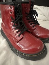 Kids Boys Girls Red Cosmic Glitter 1460 Dr Martens Boots Size 10