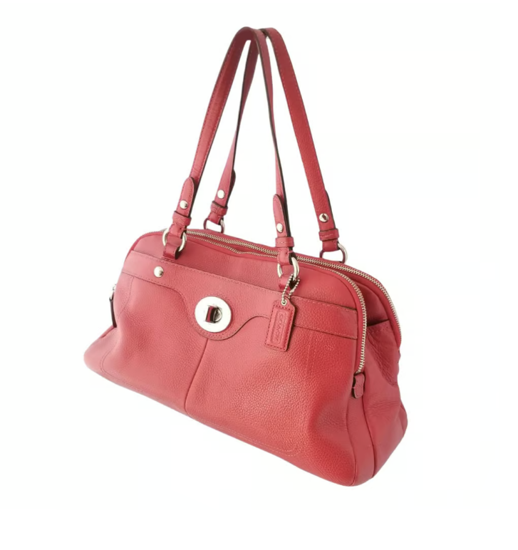 Coach Red Compartment Shoulder Bag With Turnlock Detail | eBay