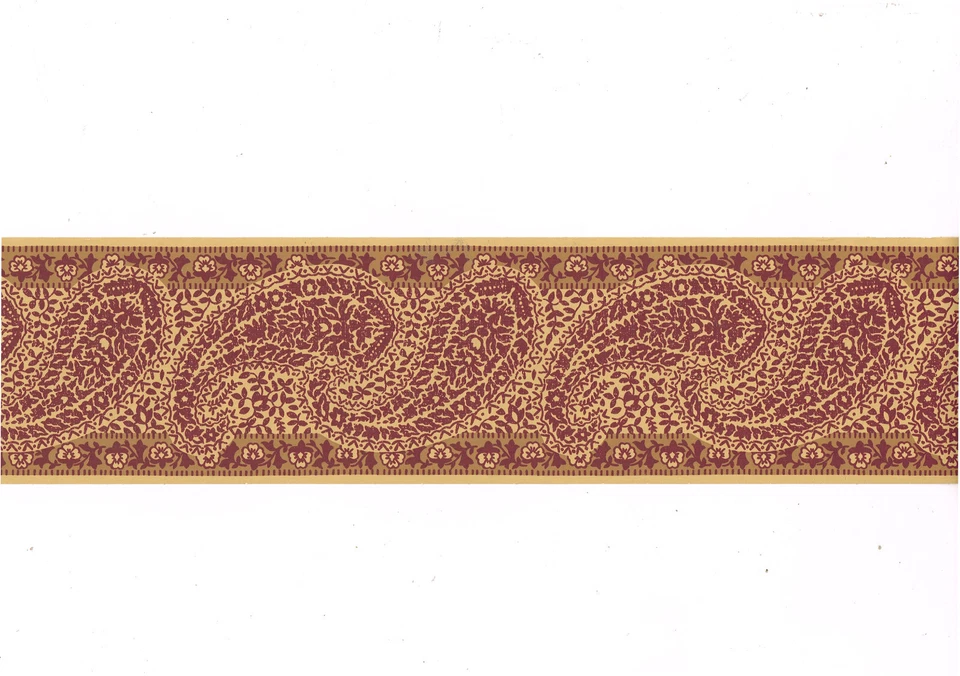 LAURA ASHLEY Jaipur Burgundy Red Gold Tan Paisley Wallpaper Border 4.25" x 33 ft - Image 2 of 4