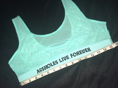 A$$holes Live Forever Turquoise Aqua Blue China XXL / USA XL Mesh Sports Bra NEW - Picture 5 of 7