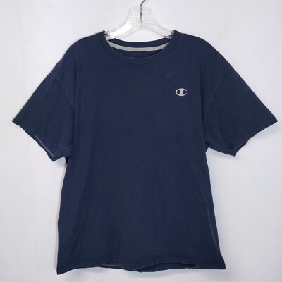 Champion Authentic Men's Classic Jersey Cotton T-Shirt Navy Dark Blue Large  EUC