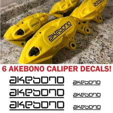 AKEBONO Brake Caliper High Temp Vinyl Decal Sticker Set of 6 ALL COLORS