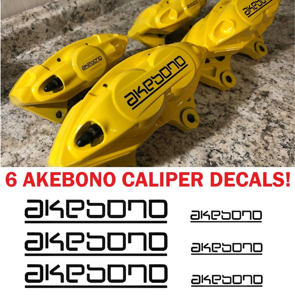 AKEBONO Brake Caliper High Temp Vinyl Decal Sticker Set of 6 ALL COLORS