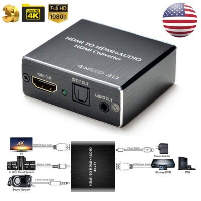 HDMI Stereo Audio Extractor Converter Adapter HDMI to HDMI + Optical SPDIF 3.5mm