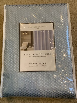 Charter Club Home Shower Curtain Textured Squares 70in X 72in - New!