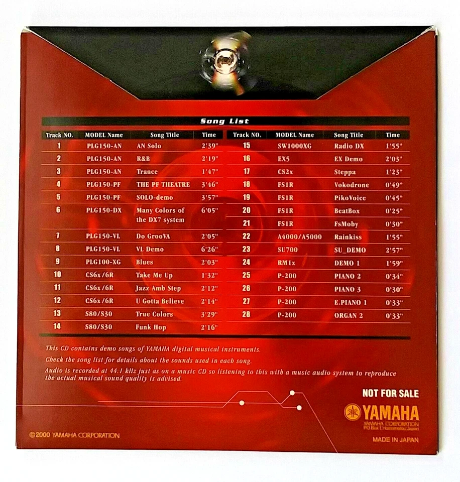 Original Yamaha Audio CD Demo Songs EX5 FS1R CS2x SU700 CS6x RM1x A5000 S80 P200 - Image 2 of 3