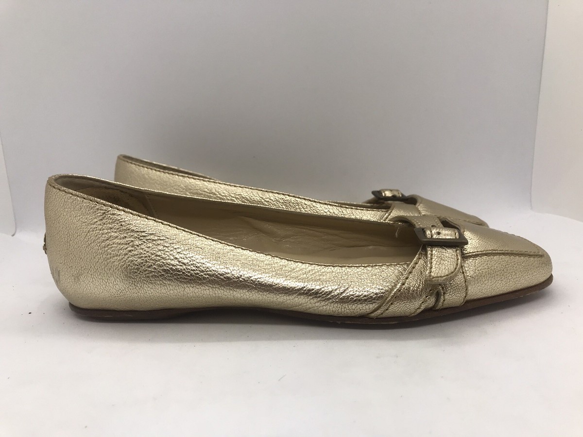 JIMMY CHOO ゴールド フラットシューズ 35 RARE EXCELLENT JIMMY CHOO 35 US 5 Women Ballet Flat Gold Leather
