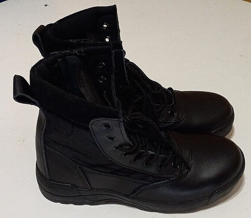 Botas tácticas CQB SWAT de cuero sintético negro sólido talla 8 - Imagen 5 de 8