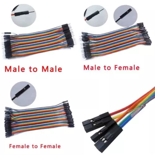 Female to Female/Male DuPont 2.54 40P Rainbow Cable Ribbon Jumper Wire 10-100CM 