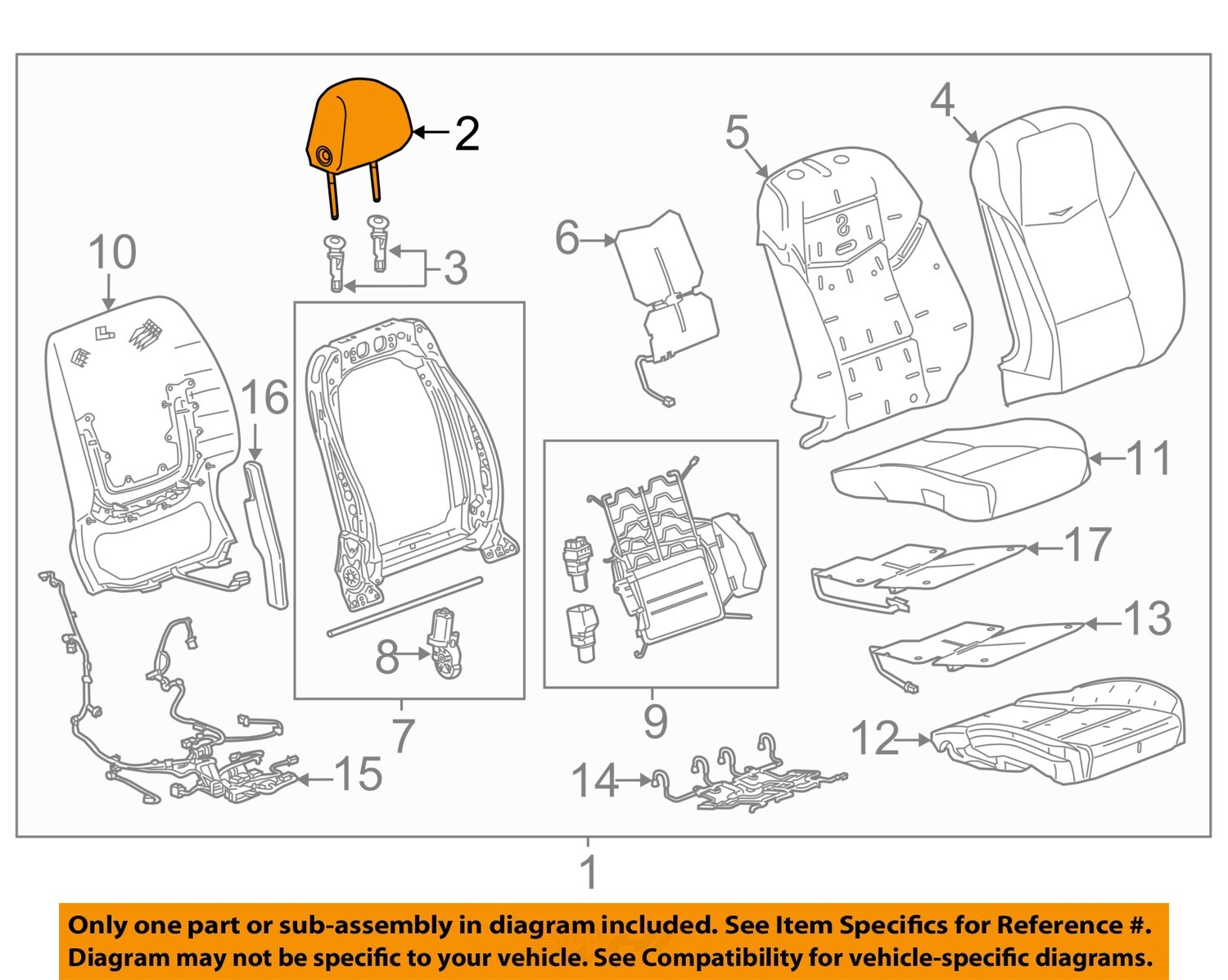 Cadillac GM OEM 1618 ATS Passenger SeatHeadrest Head Rest 23224239 eBay