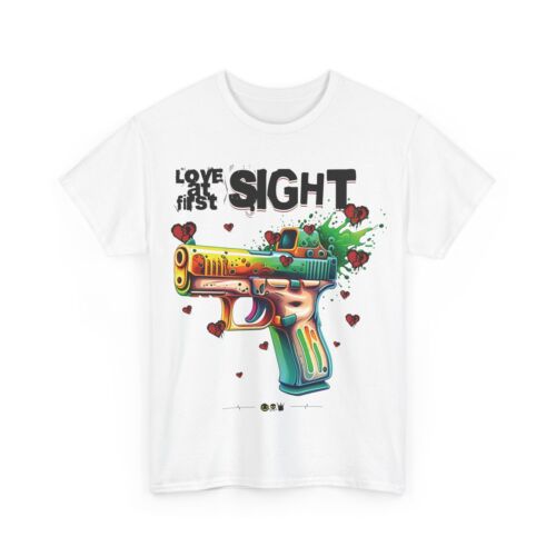 Red Dot Sight Fans Unisex T-Shirt, Love at First Sight, Funny Gun Green, Front - Picture 9 of 36