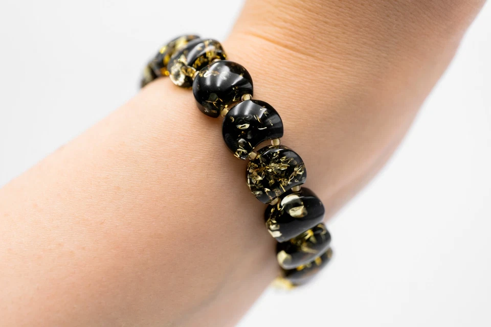 Pulsera ámbar báltico está hecha a mano de ámbar oscuro báltico 100 % auténtico natural Foto 2 de 4