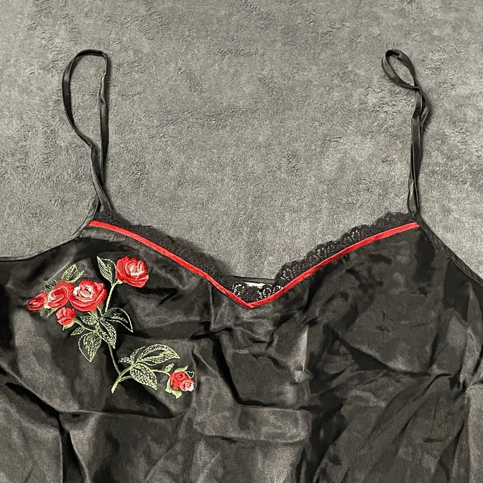 Morgan Taylor Intimates Womens XL Black Rose Lace Trim Lingerie Nightdress Slip - Image 2 of 4