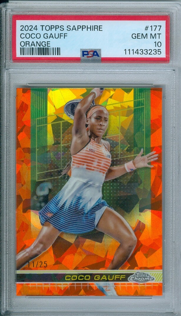 Coco Gauff 2024 Topps Chrome Sapphire Tennis Orange Refractor #11/25 PSA 10