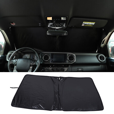 Black Front Windshield Sunshade UV Block Visor Cover For Toyota Tacoma 2006-2022