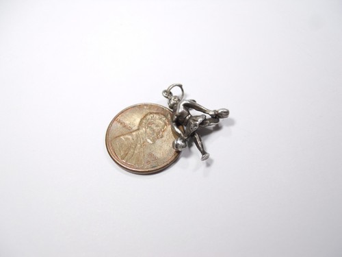 VINTAGE CHEERLEADER POM POM GIRL JUBELNDER ANHÄNGER CHARM STERLINGSILBER 925 - Bild 10 von 10