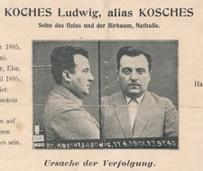 Wanted Police Poster Reward Swiss Thief Bank Robber 1921