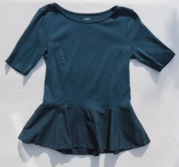 Camiseta Top 3 THREE DOTS EE. UU. Tejida Peplum Media Manga S M Foto 3 de 4