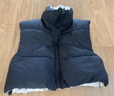 Small Zara Beige Black Reversible Sleeveless Gilet P2P 17" L 15" Black Zip