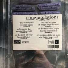 Stampin Up CONGRATS Stamp Set - Unmounted From Wood Into Cling Stamps