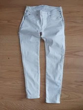 Hudson Womens Sz 27 White Ankle Lengtth Straigh Leg Jeans W Chain Fringe $85.99 