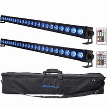2 Rockville BATTERY STRIP 24 Rechargeable RGBW Color Wash Light Bars/DMX/Remote
