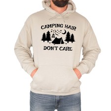 Funny Camping Hair Dont Care Mens Hoodie Retro Adventure Nature Lover Gift
