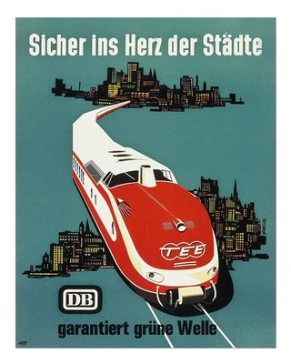 Retro-Zug-Stadtbild Wandkunst Vintage Reisedekor Urbane Szene Wandkuns