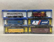 Lot of 6 N Scale Bachmann Train Cars Car - Santa Fe Caboos, Box Cars, Coal, 