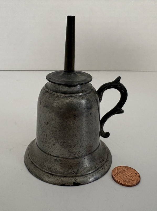 Antique Personal Metal Camphene Lamp with Decorative Handle
