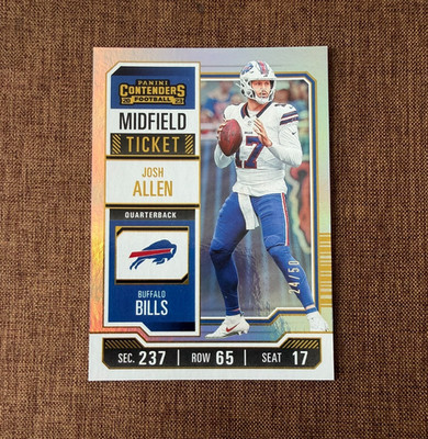 2023 Panini Contenders Midfield Ticket - Josh Allen Bills 24/50 #11 Clean !